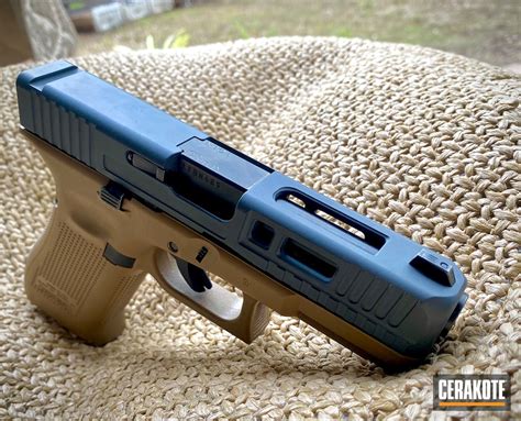 Two Tone Glock 19 Cerakoted Using Troy Coyote Tan Sniper Grey And