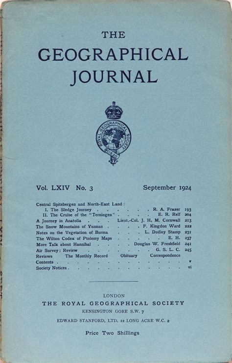 The Geographical Journal Royal Geographical Society First Edition
