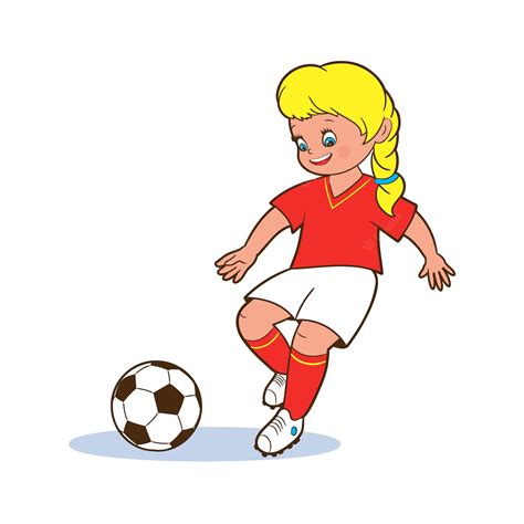 Premium Vector A Young Girl Football Player Plays With Her Feet A