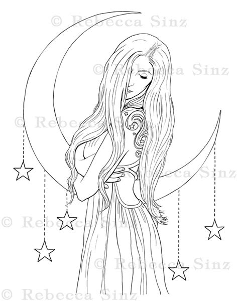 Digital Prints Prints Moon Goddess Greek Mythology Selene Moon Fantasy