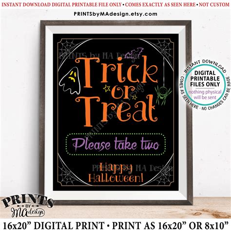 Trick Or Treat Sign Please Take Two Help Yourself To Candy Etsy España