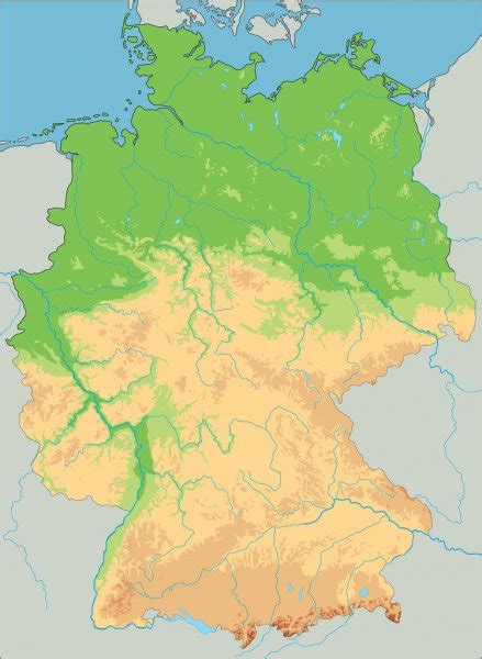 Grande Cartina Fisica Dettagliata Della Germania — Vettoriali Stock