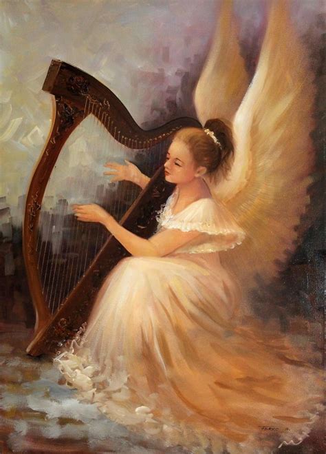 Angel With Harp Painting By Jadranko Ferko Saatchi Art