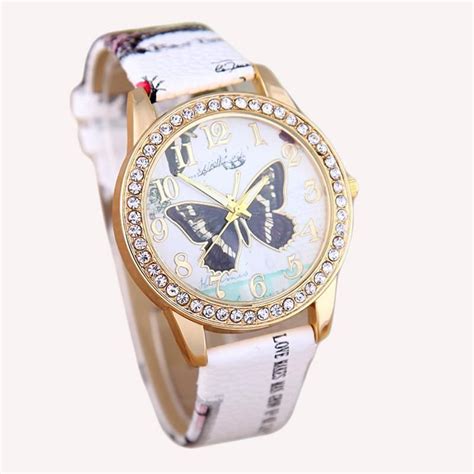 Vintage Butterfly Rhinestone Quartz Wristwatch Beautiful Boho