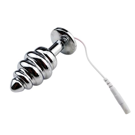 29 72mm medical thread electric shock spiral butt plug metal anal plug electro shock sex toys