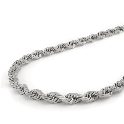 Solid 10k White Gold Mens 5mm Italian Diamond Cut Rope Chain Necklace 20 30 Ebay