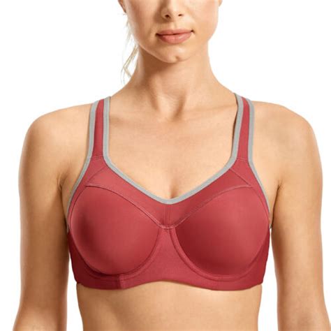 Syrokan Womens Underwire Sports Bra Support High Impact Racerback Lightly Lined Ebay