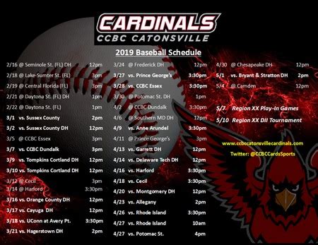 Watching the cardinals outside of cardinals tv territory. 2019 Baseball Schedule Release - CCBC Catonsville