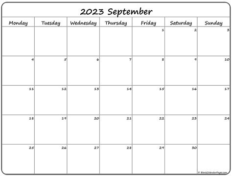 September 2023 Monday Calendar Monday To Sunday