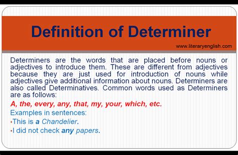 Definition And Types Of Determiner Literary English