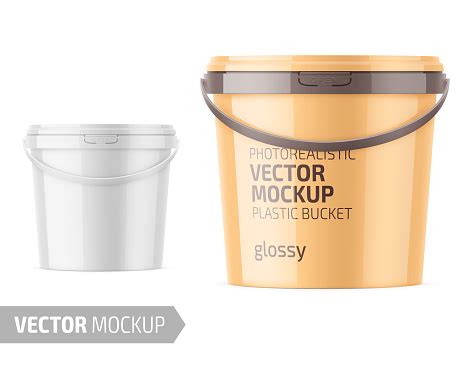 Download White Glossy Plastic Bucket Mockup Template Stock Illustration - Download Image Now - iStock