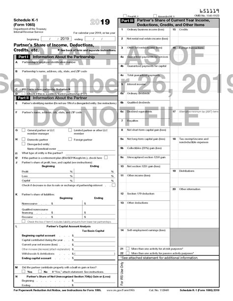Drafts Of 2019 Forms 1065 And 1120s As Well As K 1s Issued By Irs
