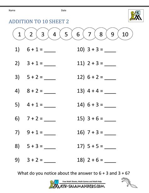 Addition Math Worksheets For Kindergarten 265