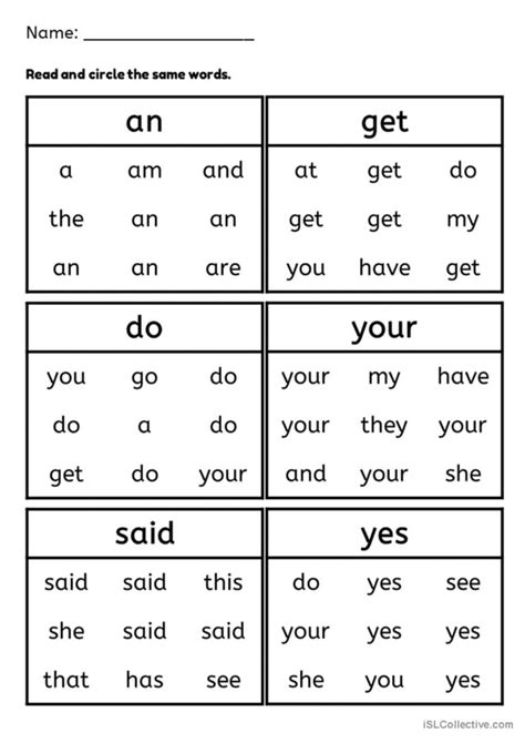 Fry Sight Words 1 Part 3 English Esl Worksheets Pdf And Doc