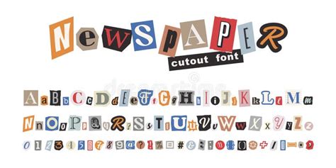 Collage Vector Newspaper Alphabet Color Letters Numbers And