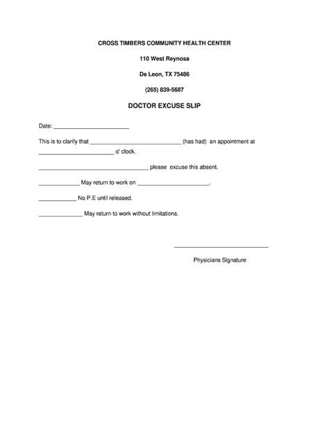 Doctor Excuse Note Fill Out And Sign Online Dochub