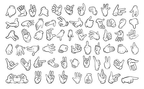 Premium Vector Set Of Different Gestures Of Hands In Linear Style