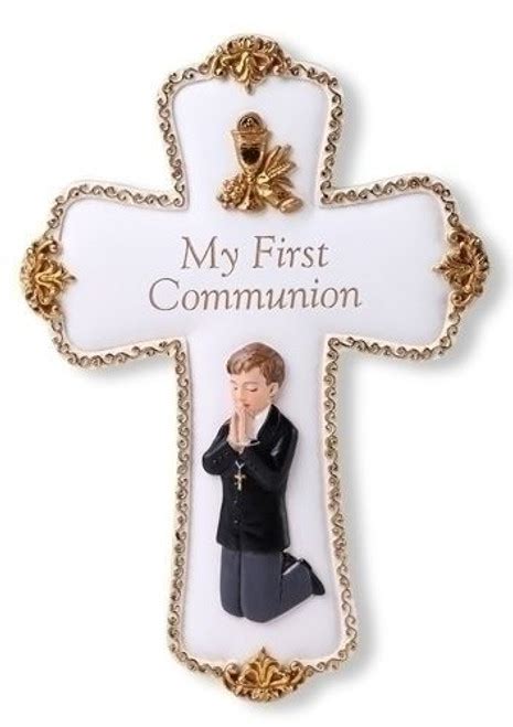 First Holy Communion Standing Cross Kneeling Boy 3 14 Metal