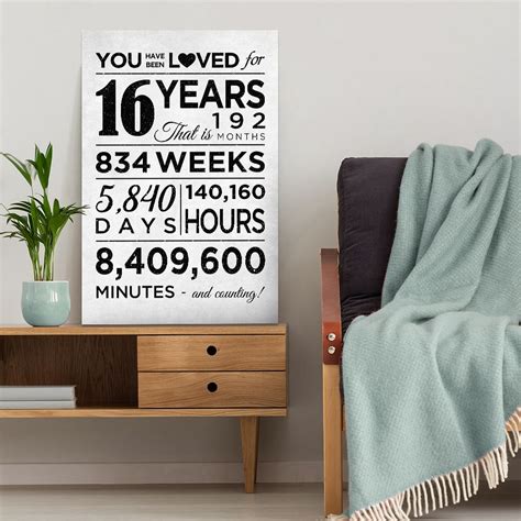 Personalized 16Th Wedding Anniversary Gifts Poster For Couple