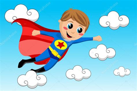 Superhero Kid Flying In The Sky Stock Vector By ©canbedone 113205846