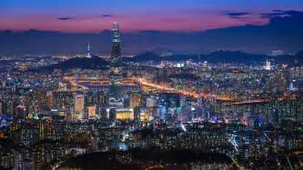 Beautiful City In Night Cityscape Of Seoul South Korea Seoul Tower