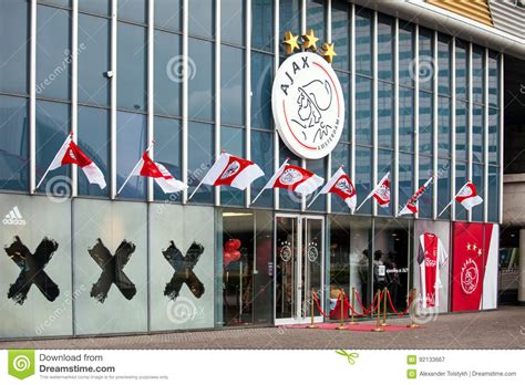 Ajax Fotball Club Shop On Amsterdam Arena Netherlands Editorial
