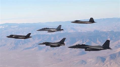 All 5 Major Fighter Aircraft Types Flying Together F 35 Fa 18 F 16
