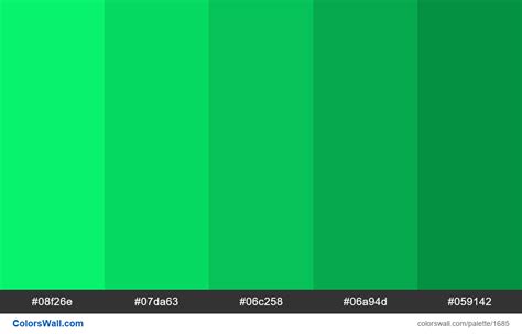Blue green is a color that lies between blue and green in the color wheel. Green shades. HEX colors #08f26e, #07da63, #06c258 ...