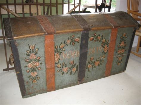 Wedding Chest Antique Trunk Painted Chest