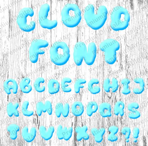 28 Cloud Alphabet Pen Drawn White Font Colorful Etsy