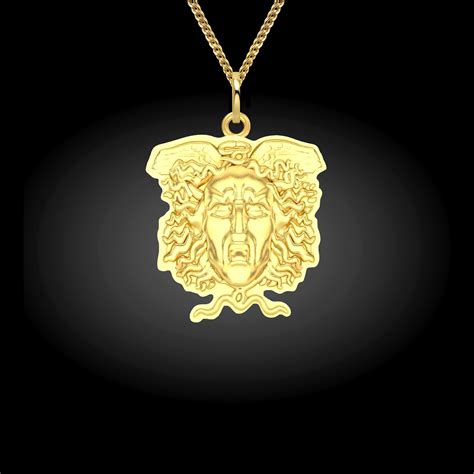 Gold Medusa Pendant 18k Gold Medusa Necklace For Men Etsy