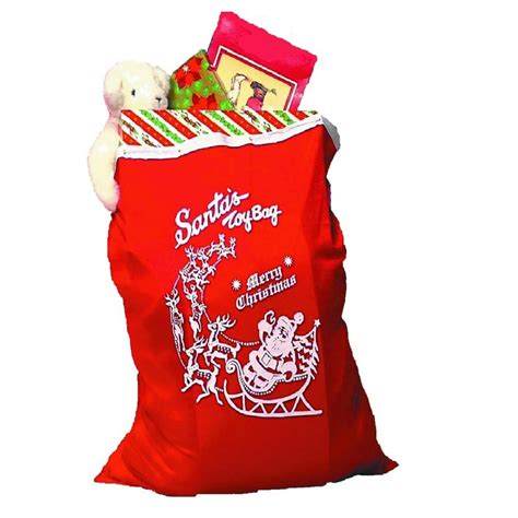 Red Merry Christmas Santa Claus Toy Bag With Drawstring One Size