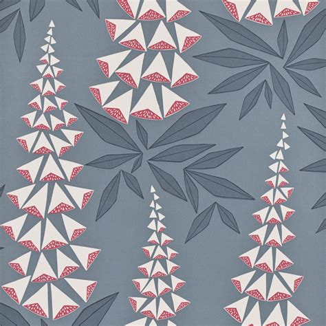 4 different winter christmas vector seamless patterns (tiling), christmas balls, rectangle and floral shape. Missprint Foxglove Tiki Blue Grey Wallpaper