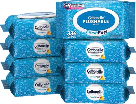 Cottonelle Freshfeel Flushable Wet Wipes Adult Wet Wipes 8 Flip Top Packs 42 Wipes Per Pack