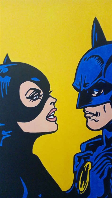 Pop Art Batman With Catwoman Canvas Acrylic Colors Wall Etsy
