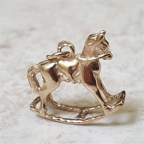 Rocking Horse Charm Pendant In 9ct Gold Gems Afire Vintage Jewellery Uk