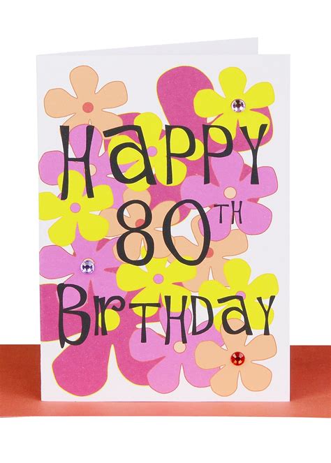 Happy 80th Birthday Greeting Card Flowers Lils Cards