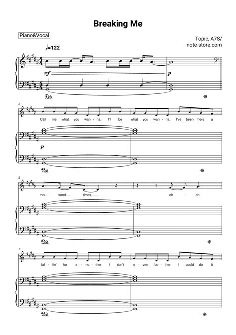 Topic A7s Breaking Me Sheet Music For Piano With Letters Download