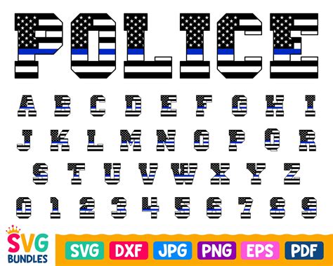 Police Font Svg Blue Line Letters Svg Personalized Alphabet Etsy