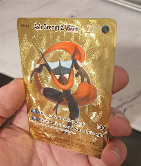 Gold Shiny Ash Greninja Vmax Pokemon Card Metal Custom Made V Etsy