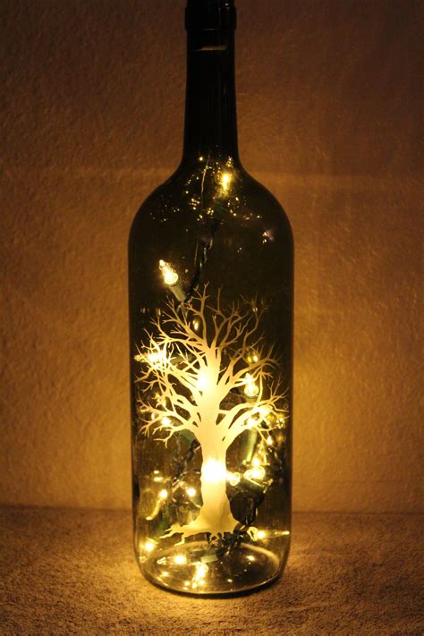Lighted Etched Wine Bottle Tree Wine Bottle Trees Wine Bottle Recycled Glass Bottles