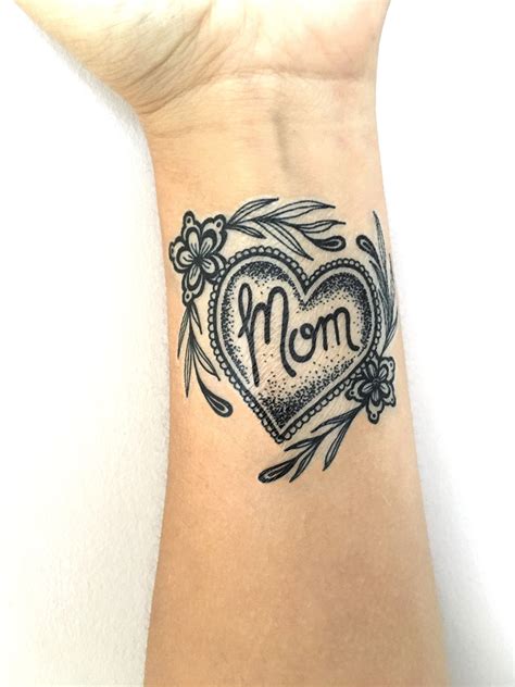 Temporary Mom Heart Tattoo With Flowers Indigo Ink Temp Tat Trial