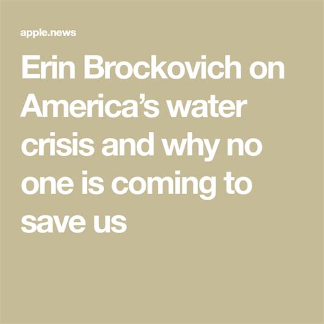 Erin Brockovich On Americas Water Crisis And Why No One Is Coming To