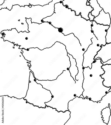 Carte De France Vierge Avec Fleuves Et Grandes Villes Carte De France