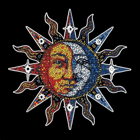 Celestial Mosaic Sunmoon By David Sanders Redbubble Mosaic Moon