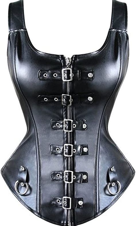Kusen Womens Full Chest Patent Leather Corset Corsage Bustier Corset