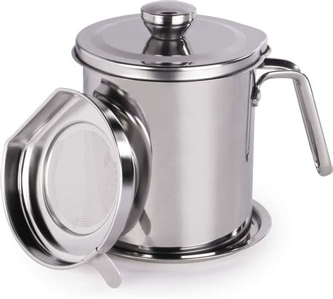 Oil And Grease Strainer Set Stainless Steel Straining Pot 2 Litre