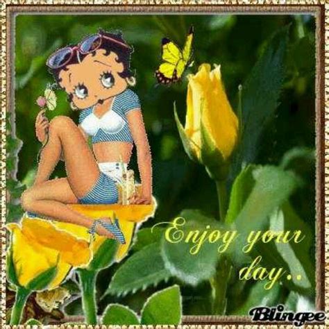 enjoy your day yellow tulips betty boop posters betty boop art betty boop cartoon