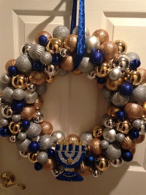I made this !! Perfect for Hanukkah and so easy. | Ornament wreath, Hanukkah, Hanukkah wreath