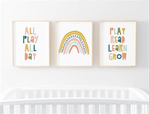 Rainbow Playroom Print Kids Wall Art Printable All Play All Etsy